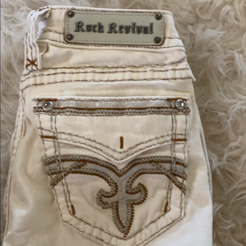 Rock Revival Pilkin cream skinny jeans